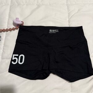NOBULL Black Women's Short-Length Training Shorts with White Number